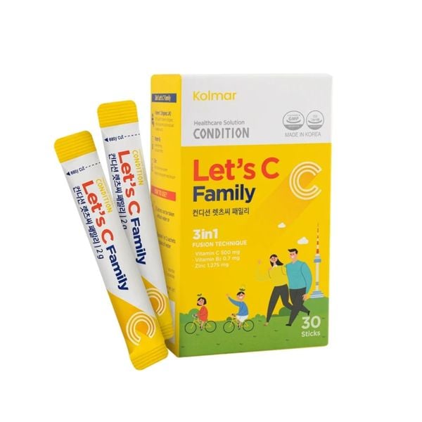 Kolmar Bột Bổ Sung Vitamin C, Kẽm Condition Let's C Family 30 Gói