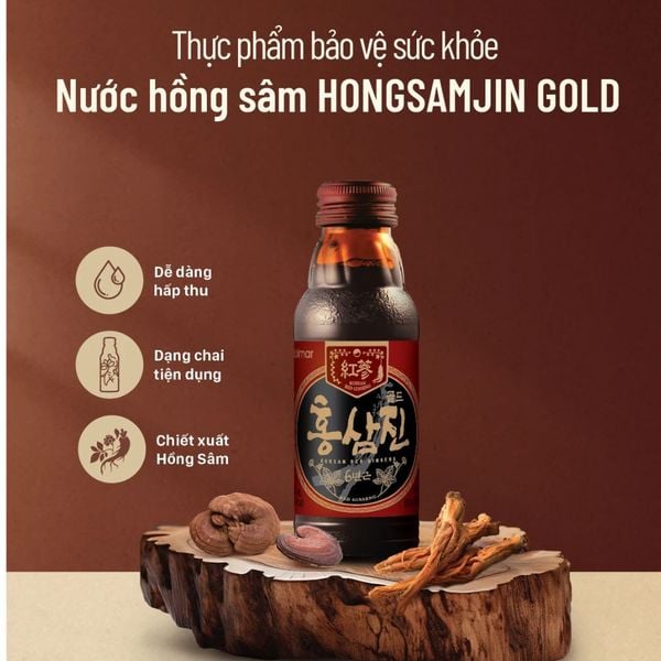 Kolmar Nước Hồng Sâm Hỗ Trợ Tăng Cường Sức Khỏe, Tăng Đề Kháng Hongsamjin Gold Hộp 10 Chai 100ml