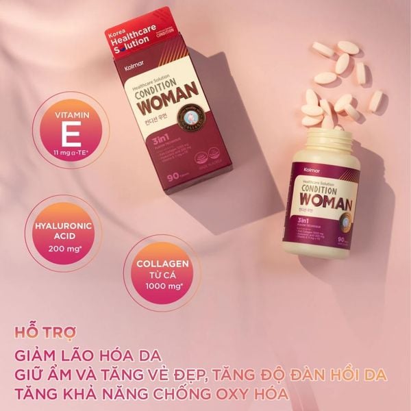Kolmar Viên Uống Bổ Sung Collagen 3in1 Chống Lão Hóa Nữ Condition Woman 90 Viên