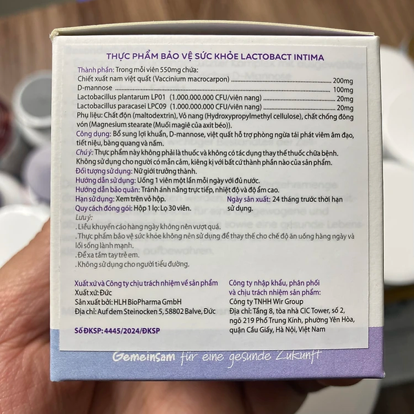 Lactobact Intima Viên Uống Bổ Sung Men Vi Sinh Cho Phụ Nữ Của Đức 30 Viên