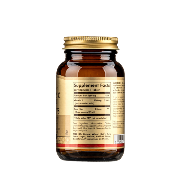 Solgar Viên Uống Bổ Sung Vitamin C 500MG Kết Hợp Quả Hồng Hạc Rose Hips Tăng Đề Kháng 100 Viên