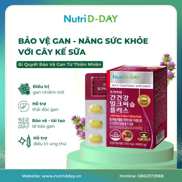 Nutri D-Day Viên Uống Bổ Gan, Thải Độc PREMIUM Liver Health Milk Thistle 30 Viên