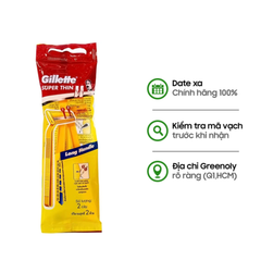 Gillette Super Dao Cạo Râu Cán Vàng Cạo Sát, Giảm Trầy Xước Túi 2 Cái