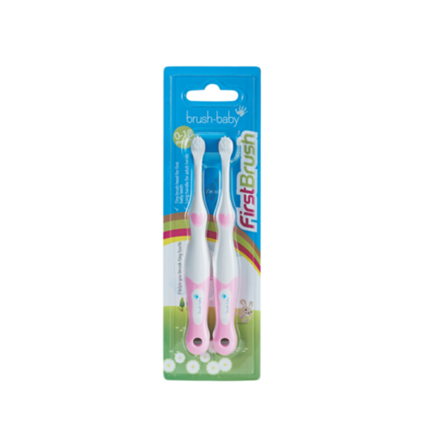 Brushbaby Bộ 2 Bàn Chải Đánh Răng Lông Mềm Mại Giai Đoạn 1 Cho Bé Từ 0 - 18