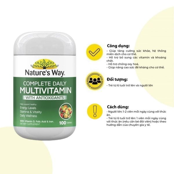 Nature's Way Viên Uống Bổ Sung Vitamin Và Khoáng Chất Complete Daily Multivitamin 100 Viên (Chính Hãng)
