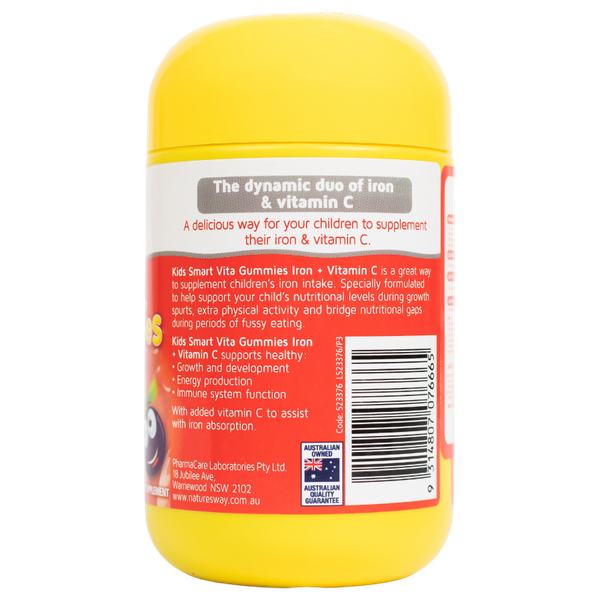 Nature’s Way Bổ Sung Sắt Hữu Cơ Và Vitamin C Cho trẻ Kids Smart Vita Gummies Iron + Vitamin C 60 Viên