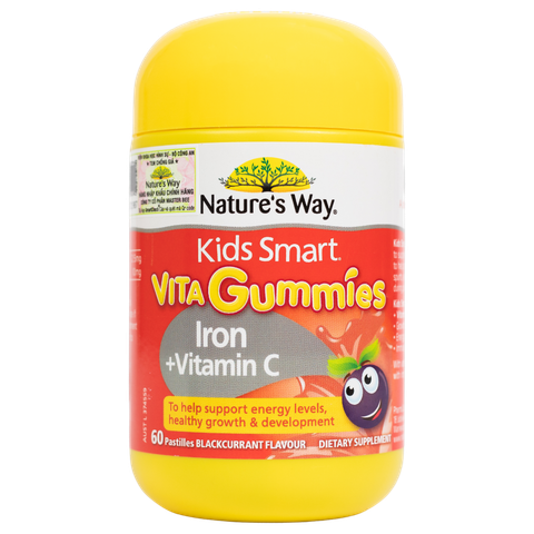 Nature’s Way Kẹo Dẻo Bổ Sung Sắt Hữu Cơ Và Vitamin C Cho trẻ Kids Smart Vita Gummies Iron + Vitamin C 60 Viên