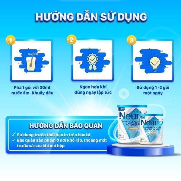Neurio Sữa Bột Tăng Cường Miễn Dịch Và Kẽm Modified Lactoferrin Immune Plus 120g