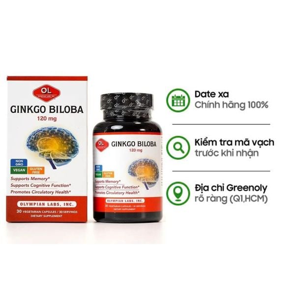 Olympian Labs Viên Uống Bổ Não Ginkgo Biloba 120mg 30 Viên