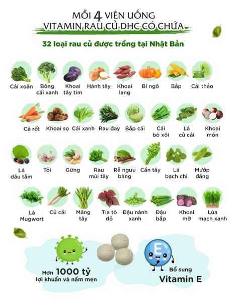 DHC Viên Uống Hỗ Trợ Bổ Sung 32 Loại Rau Củ Perfect Vegetable 30 Ngày