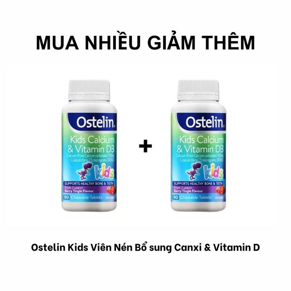 Ostelin Kids Viên Nén Bổ sung Canxi & Vitamin D 3 Cho Trẻ 90 Viên