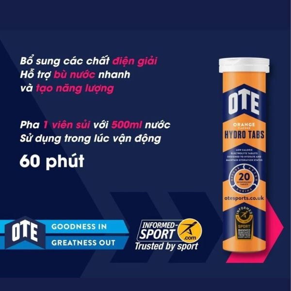 OTE Sủi Điện Giải Hydro Tabs 20 Viên