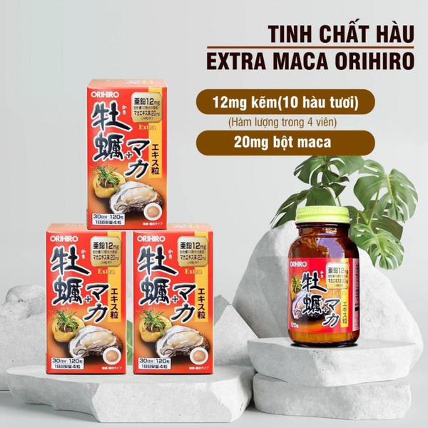 Orihiro Viên Uống Tinh Chất Hàu Tươi Maca Tăng Cường Sinh Lý Nam 120 Viên