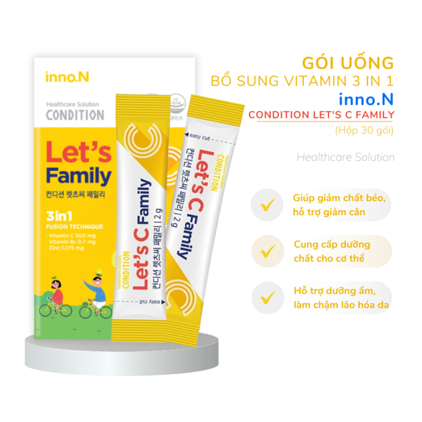 Inno.N Bột Bổ Sung Vitamin C, Kẽm Condition Let's C Family 30 Gói