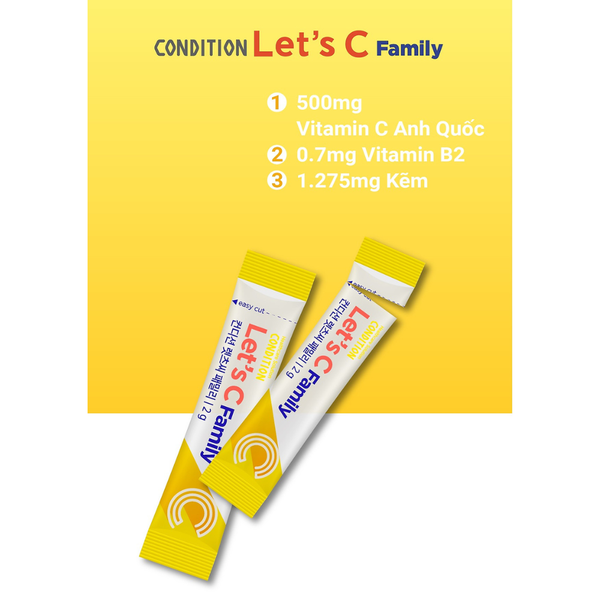 Inno.N Bột Bổ Sung Vitamin C, Kẽm Condition Let's C Family 30 Gói