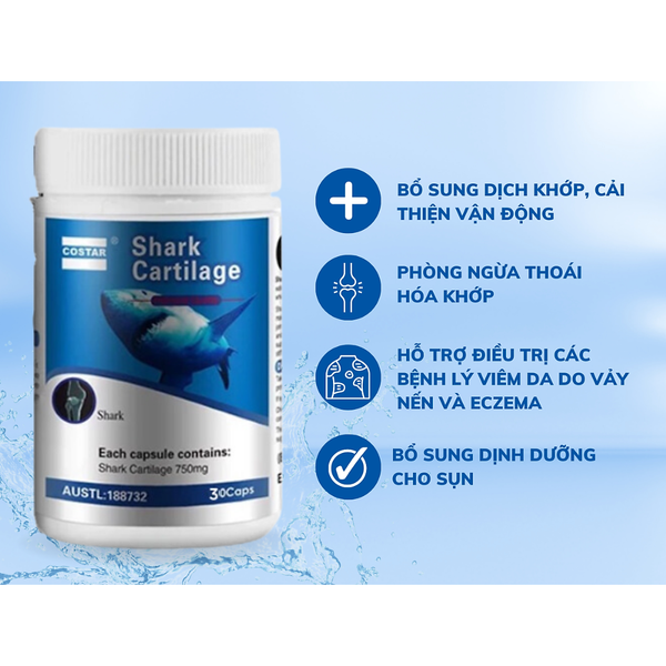 Costar Viên Uống Hỗ Trợ Xương Khớp Sụn Cá Mập Blue Shark Cartilage 750mg 120 Viên