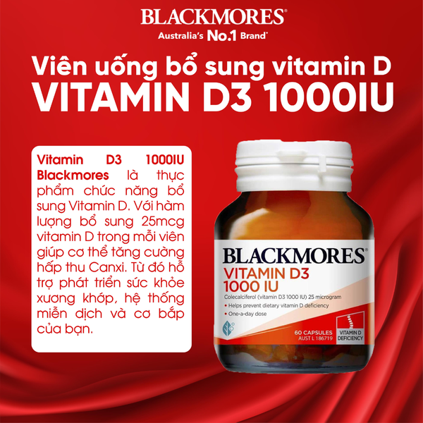 Blackmores Viên Bổ Sung Vitamin D3 1000IU 200 Viên