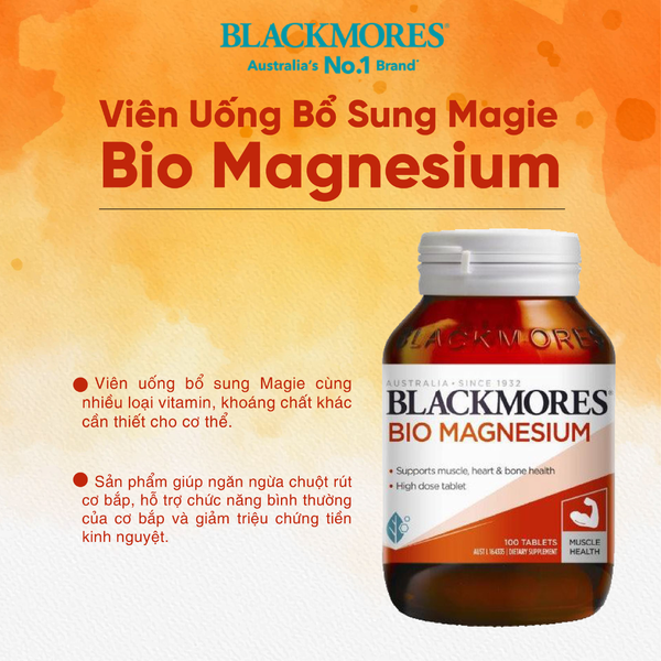Blackmores Viên Uống Hỗ Trợ Bổ Sung Magie Tự Nhiên Bio Magnesium 100 Viên