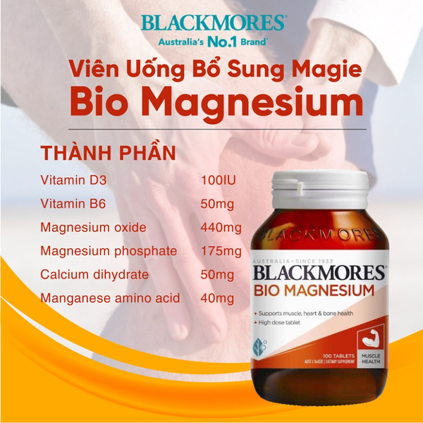 Blackmores Viên Uống Hỗ Trợ Bổ Sung Magie Tự Nhiên Bio Magnesium 100 Viên