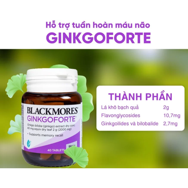 Blackmores Viên Uống Hỗ Trợ Tăng Cường Trí Nhớ Chiết Xuất Bạch Quả Ginkgo Forte 40 viên