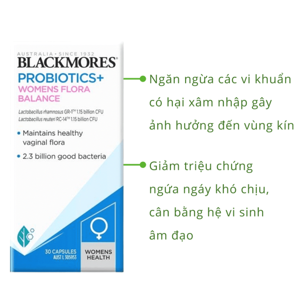 Blackmores Viên Uống Men Vi Sinh Cho Phụ Nữ Probiotics+ Womens Flora Balance 30 Viên - Hạn Sử Dụng 15/01/2024