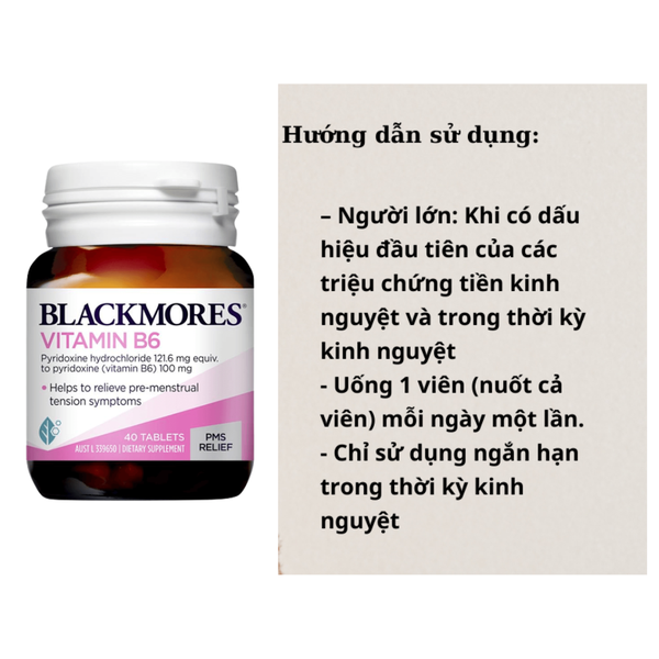 Blackmores Viên Uống Bổ Sung Vitamin B6 100mg 40 Viên