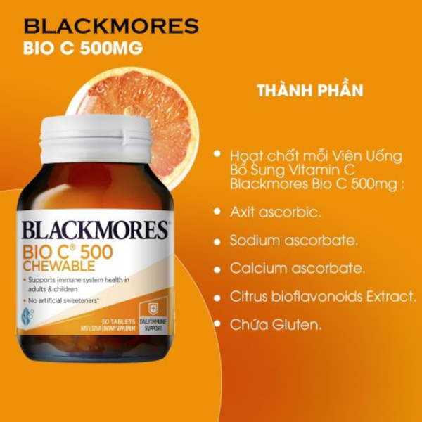 Blackmores Viên Dạng Nhai Bổ Sung Vitamin C 500mg Bio C Chewable