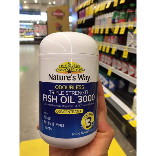 Nature's Way Viên Dầu Cá Liều Cao Fish Oil Triple Strength 60+10 60 Viên