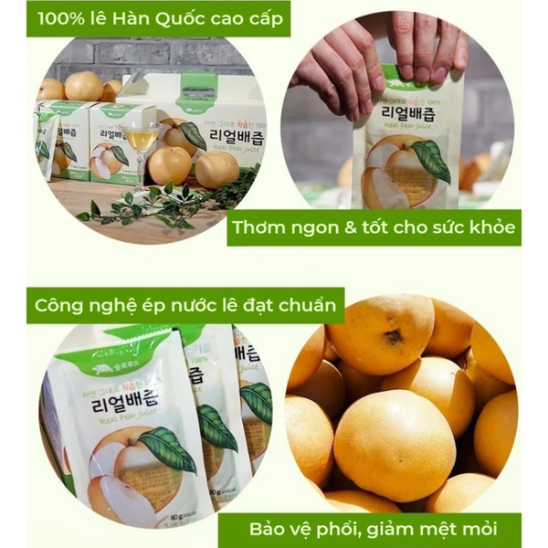 Slowfood Nước Ép Lê Hàn Quốc Nguyên Chất 80g Hộp 10 Gói