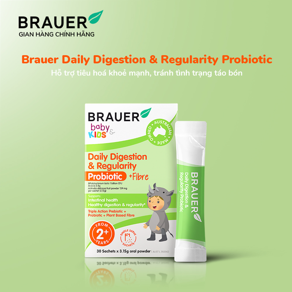 Brauer Bột Hỗ Trợ Tiêu Hóa Cho Trẻ Từ 2 Tuổi Daily Digestion & Fibre 30 Gói