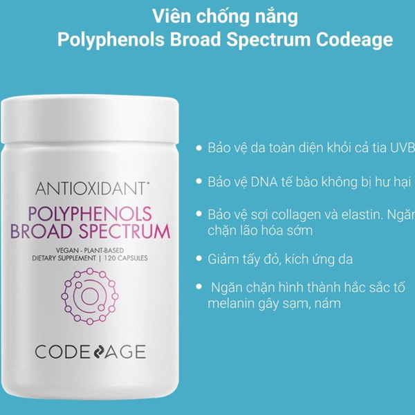 Codeage Viên Uống Chống Nắng Polyphenols 120 Viên