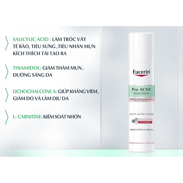 Eucerin Tinh Chất Mờ Thâm Mụn, Sáng Da Pro Acne Triple Effect Serum 40ml