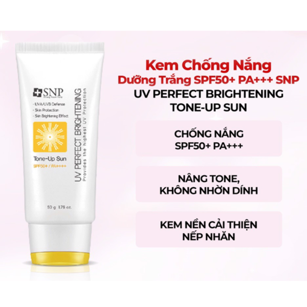 SNP Kem Chống Nắng Nâng Tone, Dưỡng Trắng Tự Nhiên SPF 50 PA++++ 50g