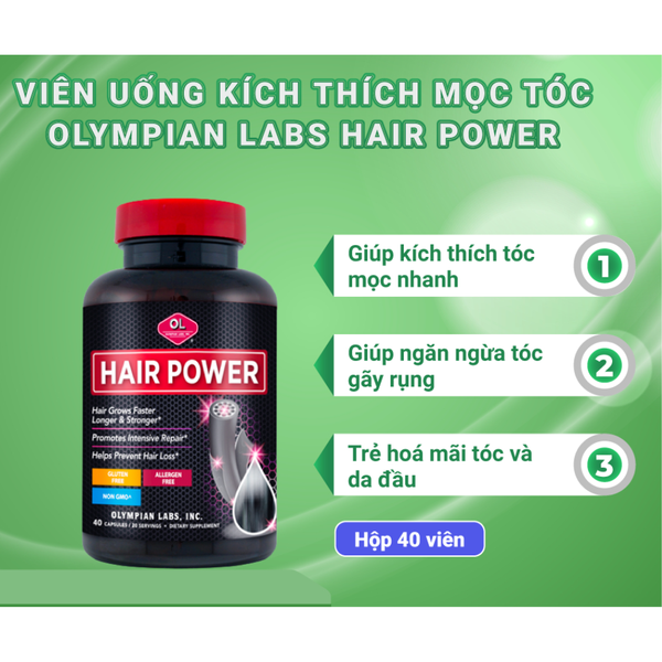 [HSD 31/05/2025] Olympian Labs Viên Uống Kích Thích Mọc Tóc Hair Power 40 Viên