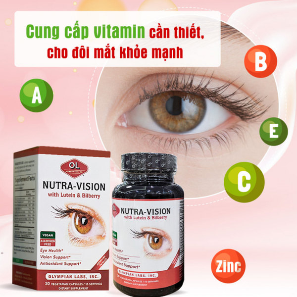 Olympian Labs Viên Uống Bổ Mắt Nutra Vision Lutein & Bilberry 30 viên