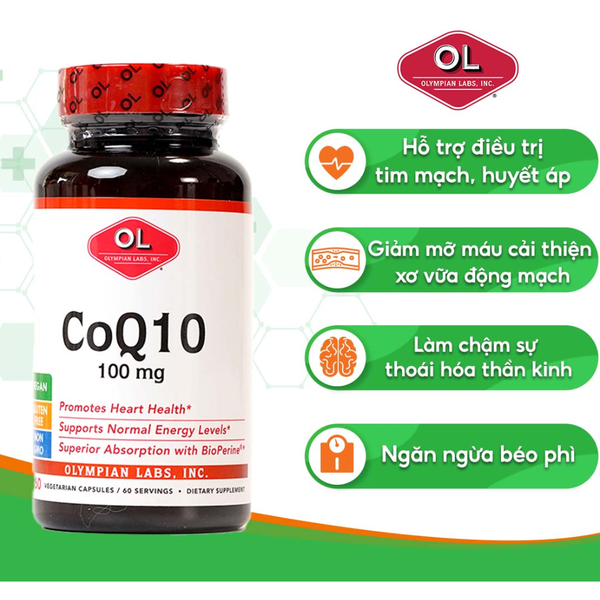 Olympian Labs Viên Uống Hỗ Trợ Sức Khỏe Tim Mạch COQ10 100mg 60 Viên