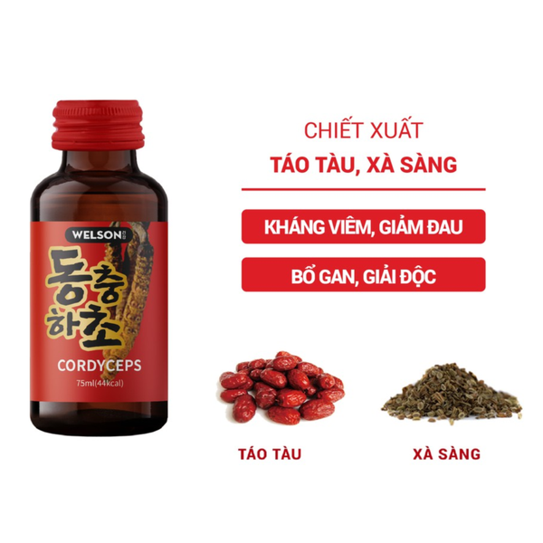 Welson Nước Uống Đông Trùng Hạ Thảo Cordyceps 75ml 10 Chai