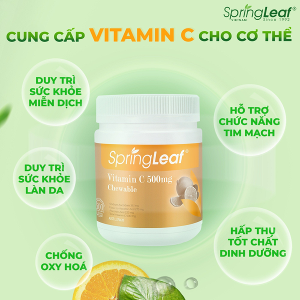 SpringLeaf Viên Nhai Vitamin C Chewable Tablet 500mg 500 Viên