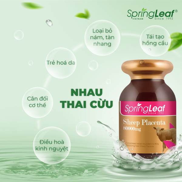 SpringLeaf Viên Uống Nhau Thai Cừu Sheep Placenta 80000mg 90 Viên