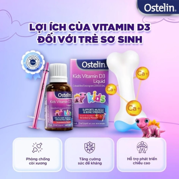 Ostelin Kids Nước Bổ Sung Vitamin D D3 Cho Bé Trên 6 Tháng Tuổi 20ml