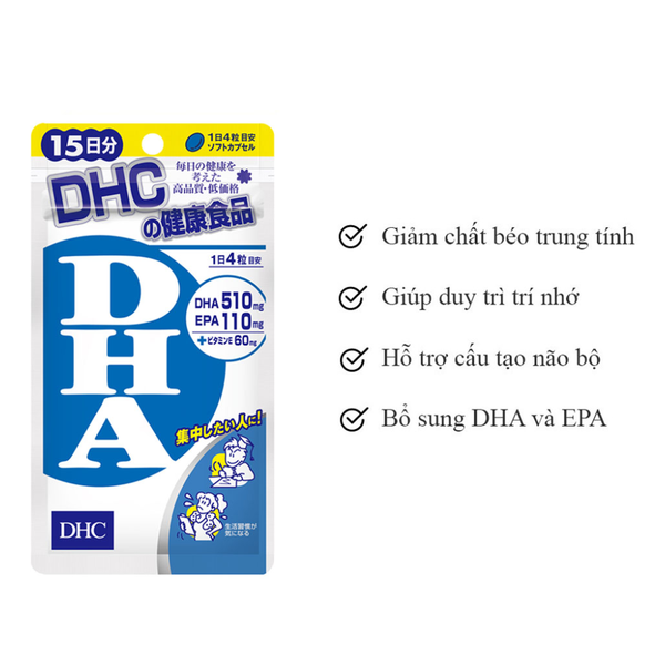 DHC Viên Uống Bổ Sung DHA Giúp Bổ Não 15 Ngày 60 Viên