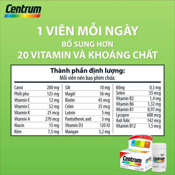 Centrum Viên Uống Bổ Sung Vitamin Tổng Hợp Dietary Supplement Product 30 Viên