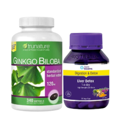 Combo Trunature Bổ Não 340 Viên, Henry Blooms Thải Độc Gan Liver Detox 30 Viên