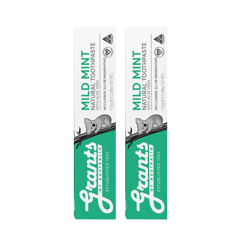 Combo 2 Tuýp Grants of Australia Kem Đánh Răng Chiết Xuất Lô Hội, Bạc Hà Thơm Miệng 110g