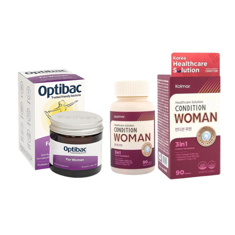 Combo Kolmar Woman Và Optibac 30 Viên Hỗ Trợ Điều Hòa Nội Tiết, Hệ Vi Sinh Cho Nữ