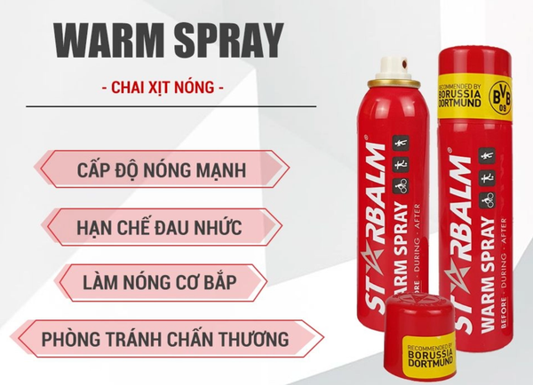 Starbalm Xịt Nóng Hỗ Trợ Làm Nóng Cơ Bắp Trước Vận Động Chai 150ml