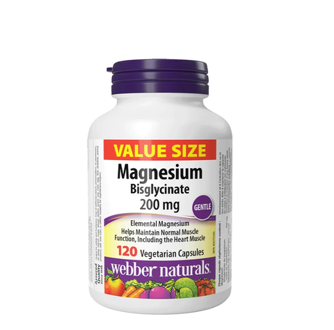 Webber Naturals Viên Uống Magie Dễ Dàng Hấp Làm Dịu Nhẹ Cho Hệ Tiêu Hóa Magnesium Bisglycinate 200mg Hộp 120 Viên