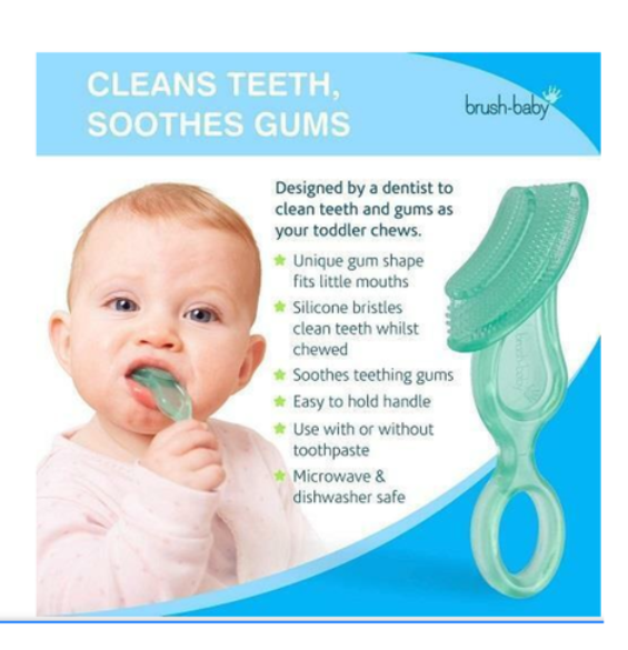 Brushbaby Bộ 2 Bàn Chải Mát Xa Nướu Làm Sạch Răng Không Ảnh Hưởng Nướu Cho Bé Từ 10 - 36 Tháng Tuổi