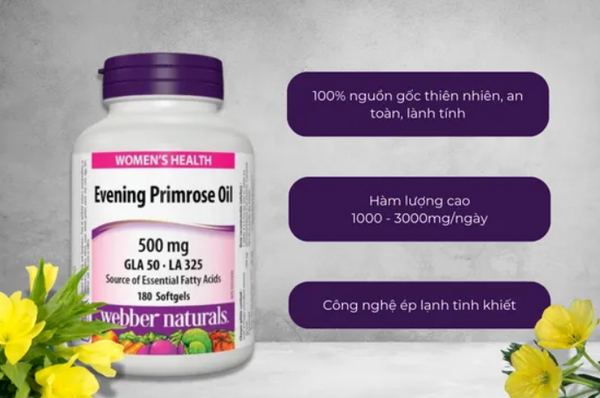 Webber Natural Viên Uống Dầu Hoa Anh Thảo Bổ Sung Omega 6 Evening Primrose Oil GLA Hộp 180 viên