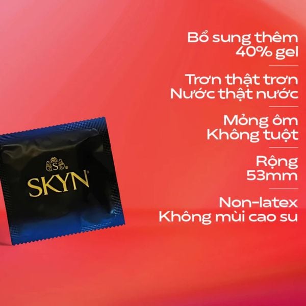 Skyn Bao Cao Su Không Mùi, Nhiều Gel Extra Lubricated Hộp 10 Cái